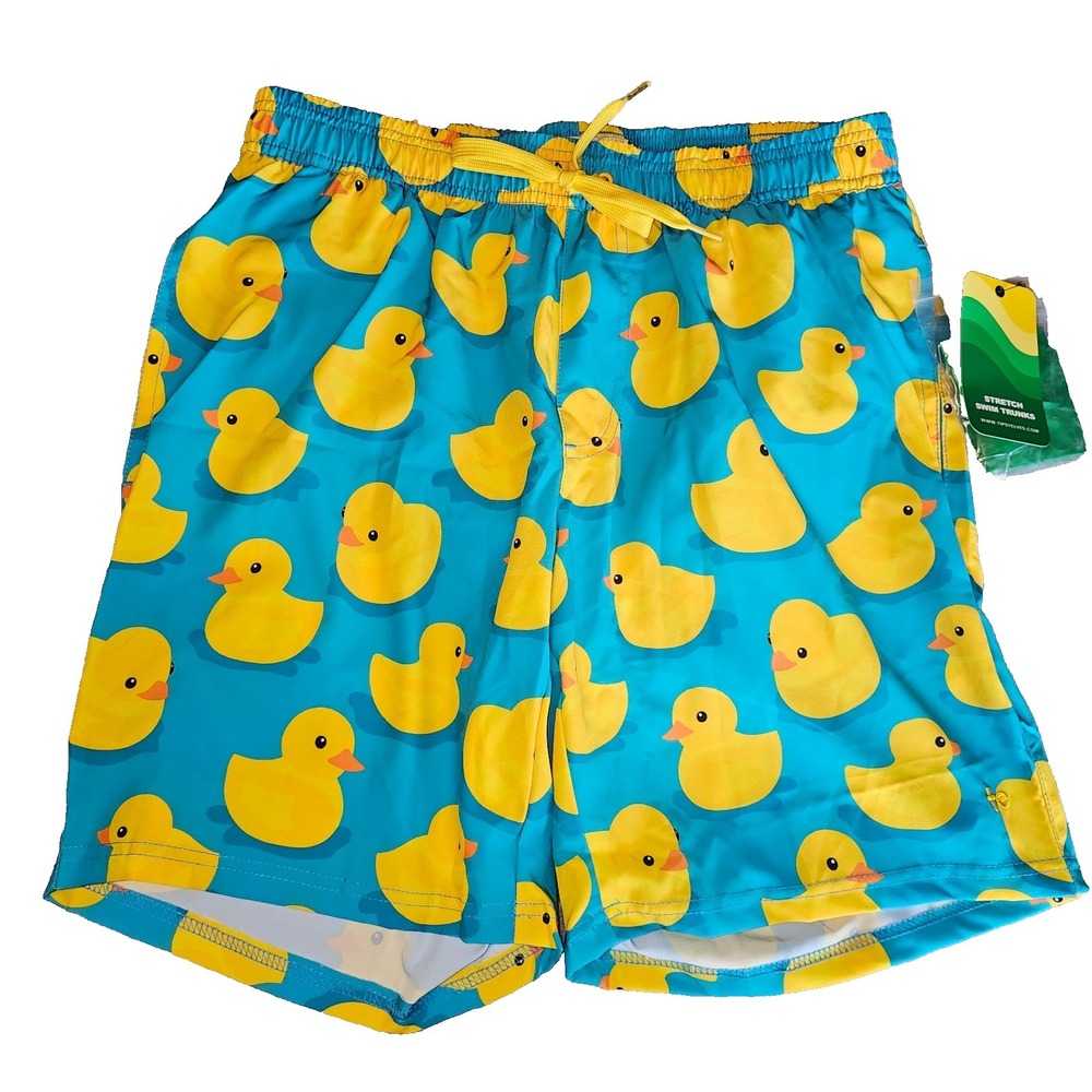 Tipsy Elves Swim Shorts Trunks Mens Medium Rubber Ducks Beach Pool Duck NWT
